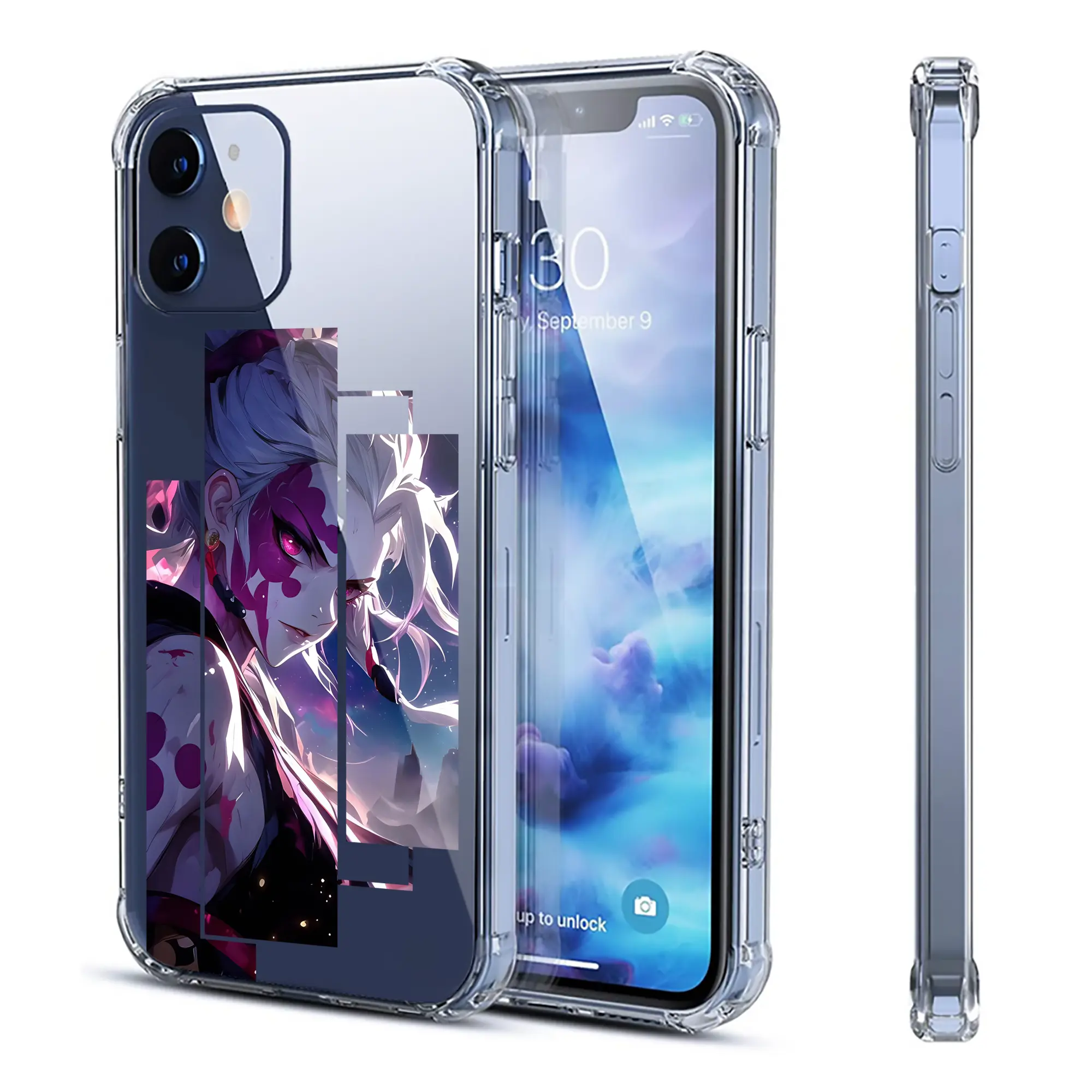 鬼滅の刃 グッズ,堕姫 - IPhone 12シリーズ対応 ・ 透明スマホケース ・ クリアソフトケース ・ TPU素材 ・ 耐衝撃 ・ 高密着 ・ 防汚 防指紋 ・ 簡単着脱